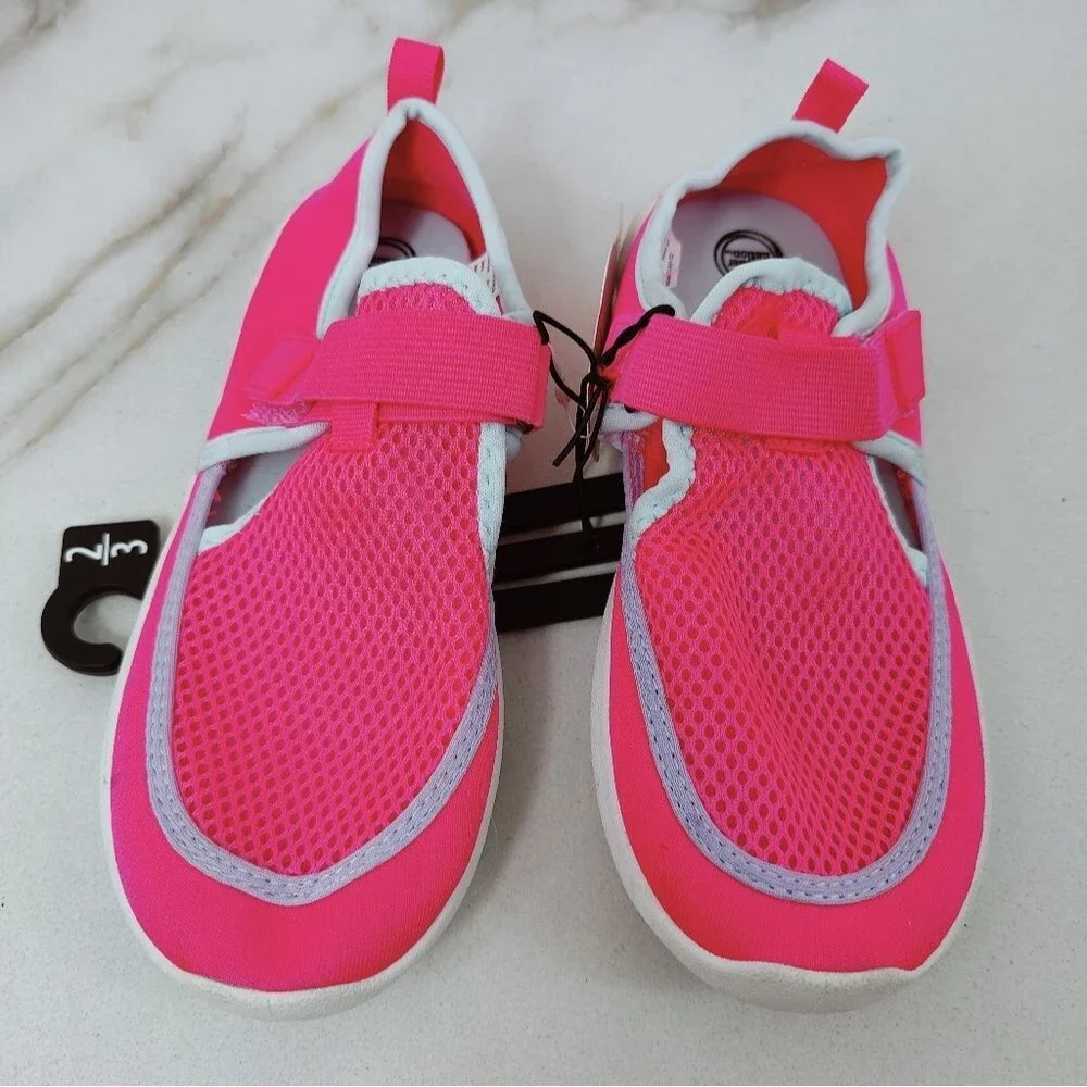 NWT Wonder Nation Toddler Girls' Neon Hot Pink Water Shoes, Sz 2-3